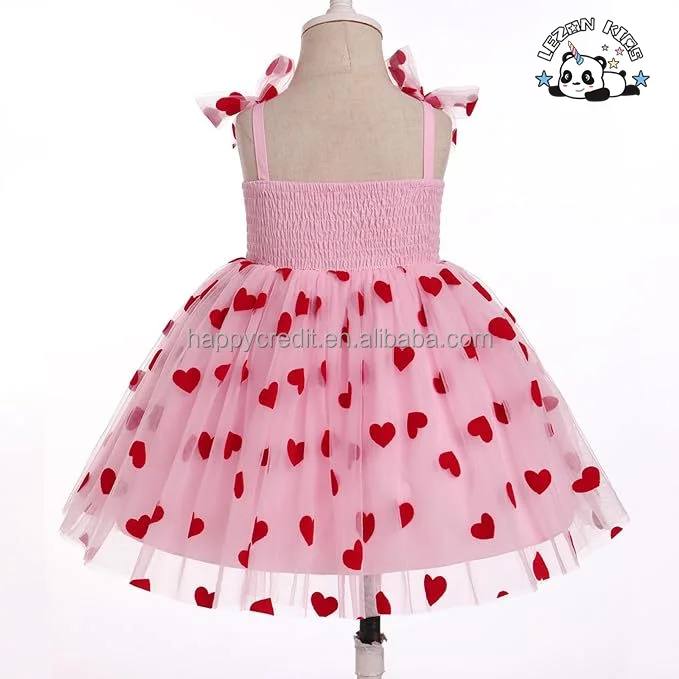 LEZONKIDS - Vestido vermelho personalizado com malha sem mangas e alças de laço, parte de trás cor-de-rosa para meninas no verão para crianças de 2 a 14 anos